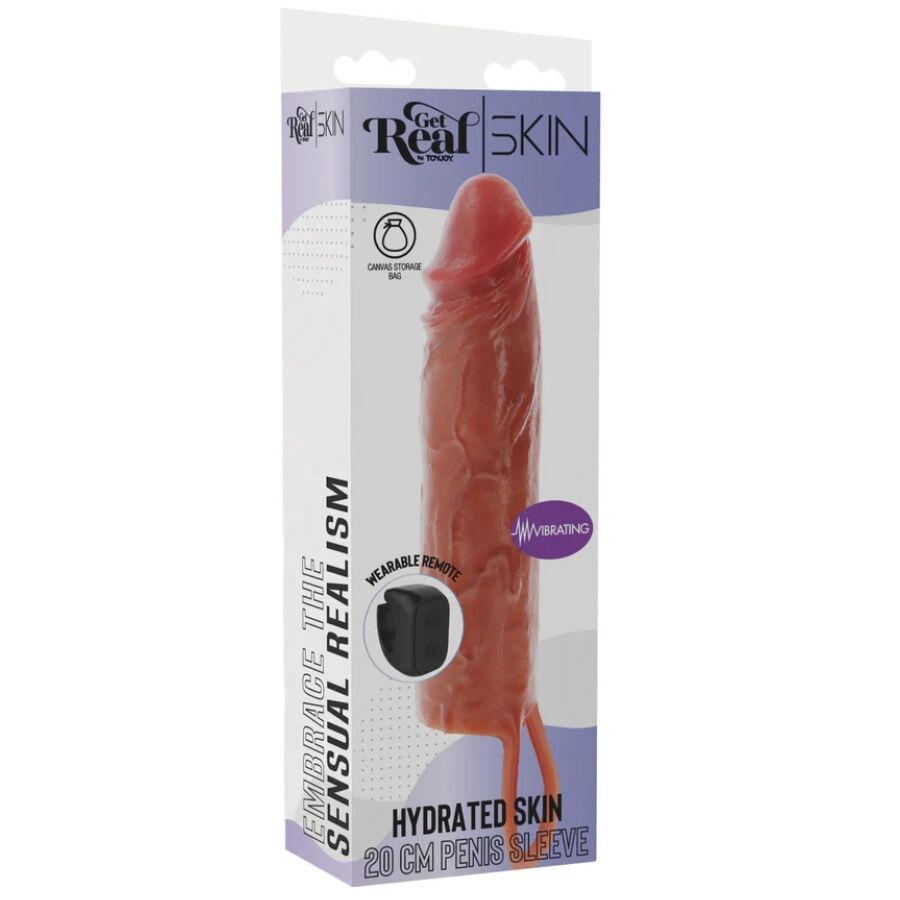 GET REAL - FUNDA HYDRATED SKIN DE SILICONA CON VIBRACIÓN PARA PENE CARAMELO 20 CM – Bild 5