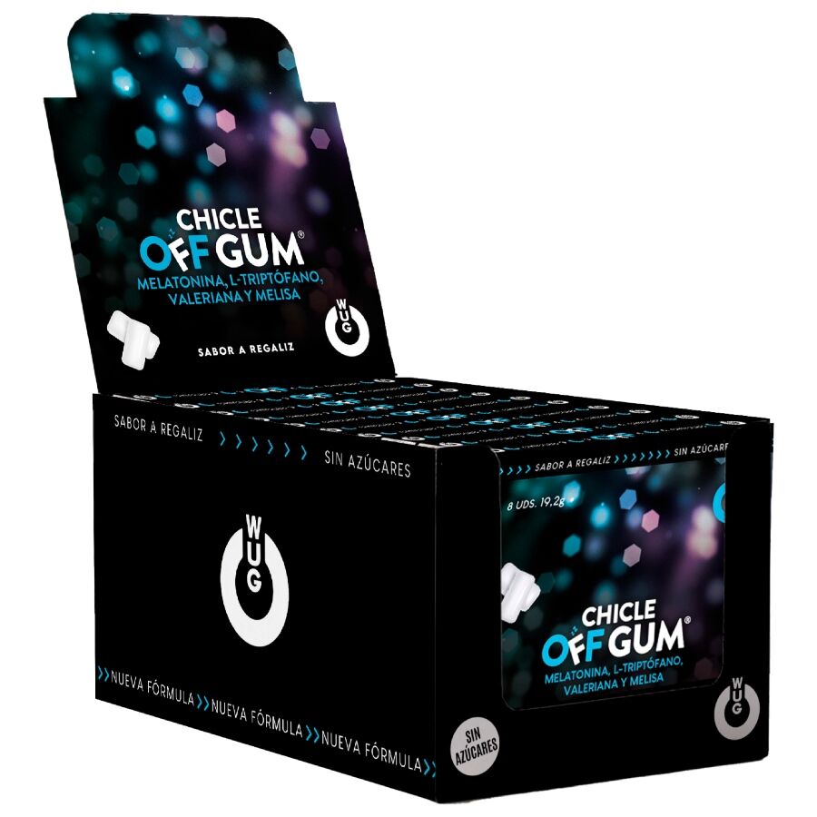 WUG GUM - OFF MIT BALLERINAN, TRYPTOPHAN, ZITRONENMELISSE UND MELATONIN | 12 x 8 EINHEITEN