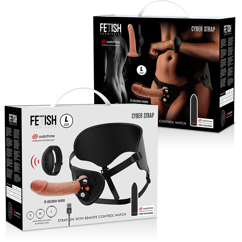 FETISH SUBMISSIVE CYBER STRAP - HARNESS MIT DILDO- UND BULLET-FERNBEDIENUNGS-WATCHME-L-TECHNOLOGIE – Bild 16