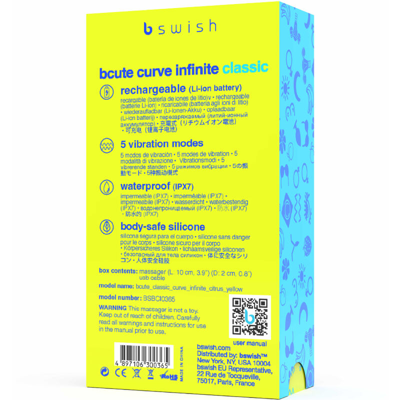 B SWISH - BCUTE CURVE INFINITE KLASSISCHER WIEDERAUFLADBARER SILIKONVIBRATOR GELB - Image 4