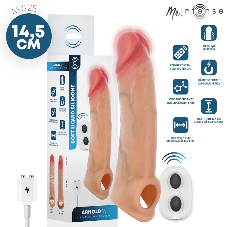 MR INTENSE - ARNOLD M VIBRADOR FUNDA PENE SILICONA CONTROL REMOTO 14.5 CM -Ø- 4 CM