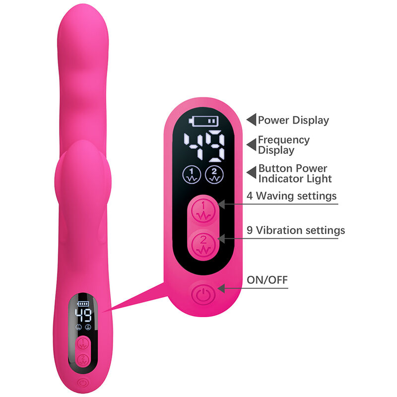 PRETTY LOVE - WINTERS MULTIFUNKTIONS-HASENVIBRATOR MIT LED-ANZEIGE, PINK – Bild 5