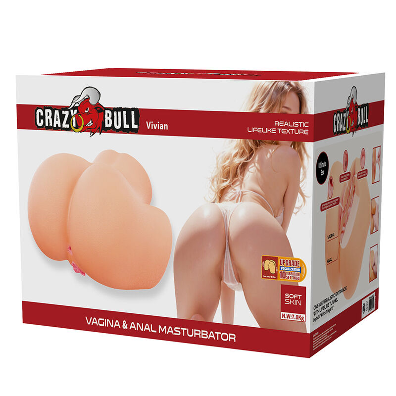 CRAZY BULL - VIVIAN DOPPELTER VAGINAL- UND ANALVIBRATIONSMASTURBATOR FLESH – Bild 9