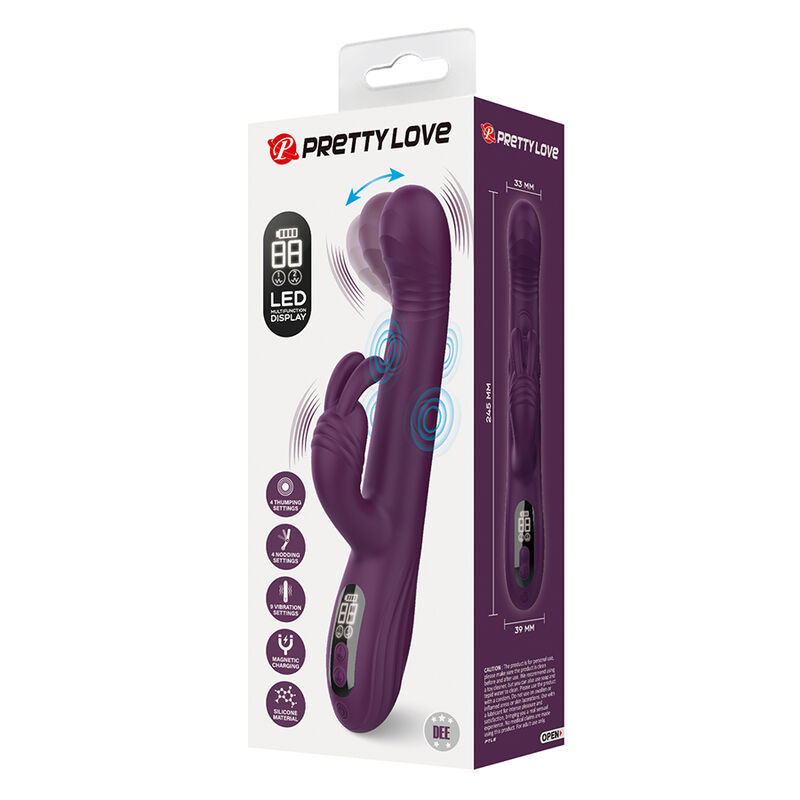 PRETTY LOVE - DEE MULTIFUNKTIONS-HASENVIBRATOR MIT OSZILLIERENDER UND PERKUSSIVER FUNKTION, LILA – Bild 3