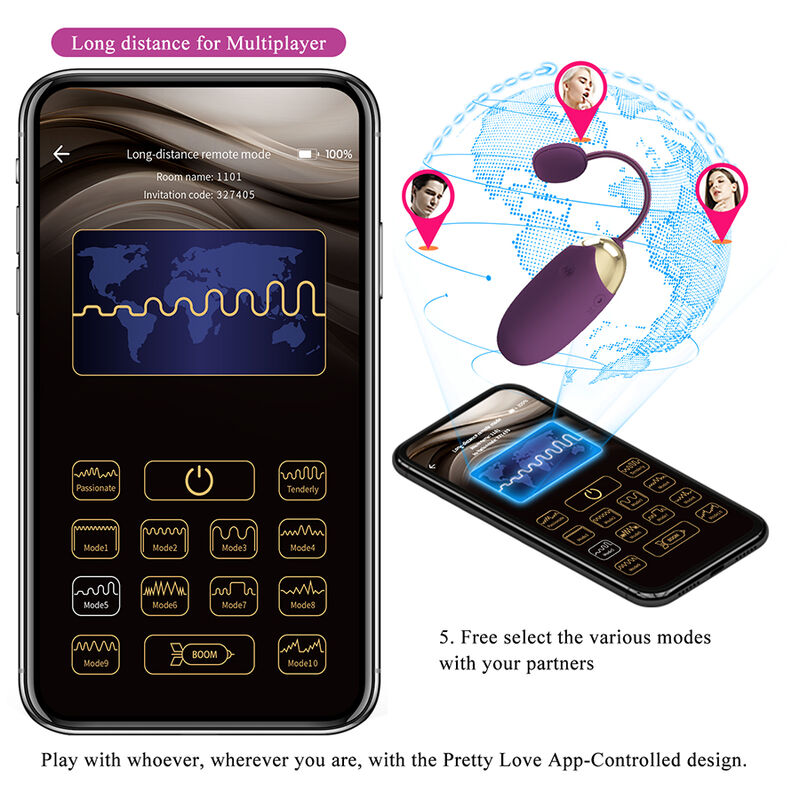 PRETTY LOVE - KLAY STOSS-EI-VIBRATOR, APP-STEUERUNG, LILA – Bild 8