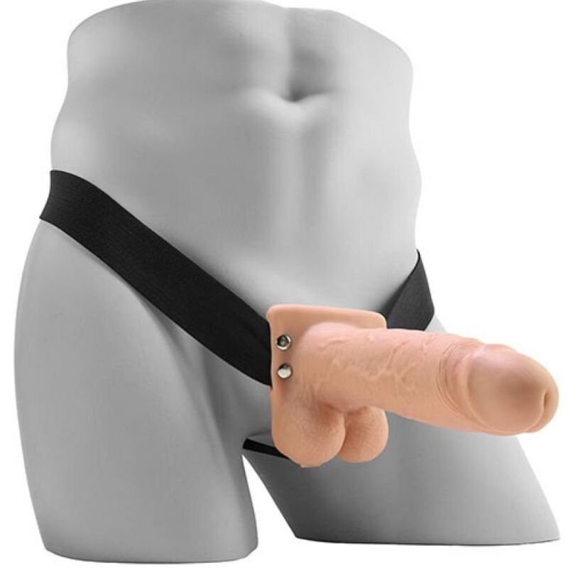 FETISH FANTASY SERIES - REALISTISCHER, VIBRIERENDER HOHL-STRAP-ON MIT HODEN, 17,8 CM – Bild 3
