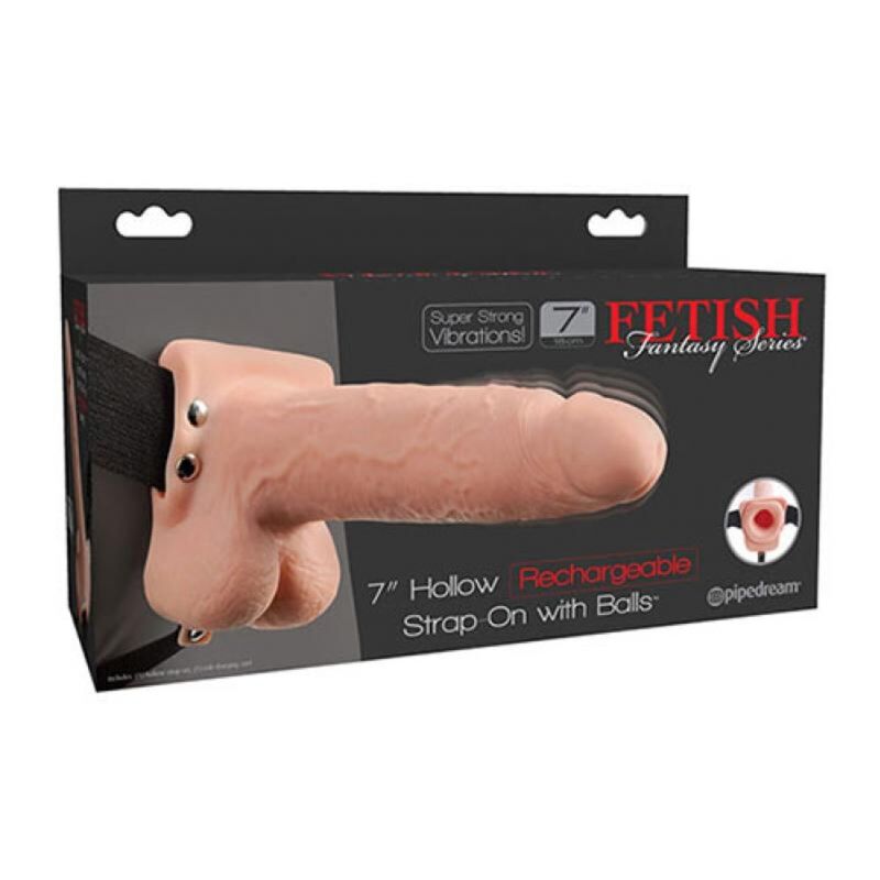 FETISH FANTASY SERIES - REALISTISCHER, VIBRIERENDER HOHL-STRAP-ON MIT HODEN, 17,8 CM – Bild 4
