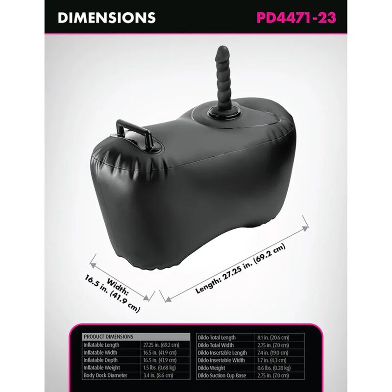 FETISH FANTASY SERIES - AUFBLASBARER LIEBESSITZ BODY DOCK MIT DILDO 69,2 CM SCHWARZ – Bild 4