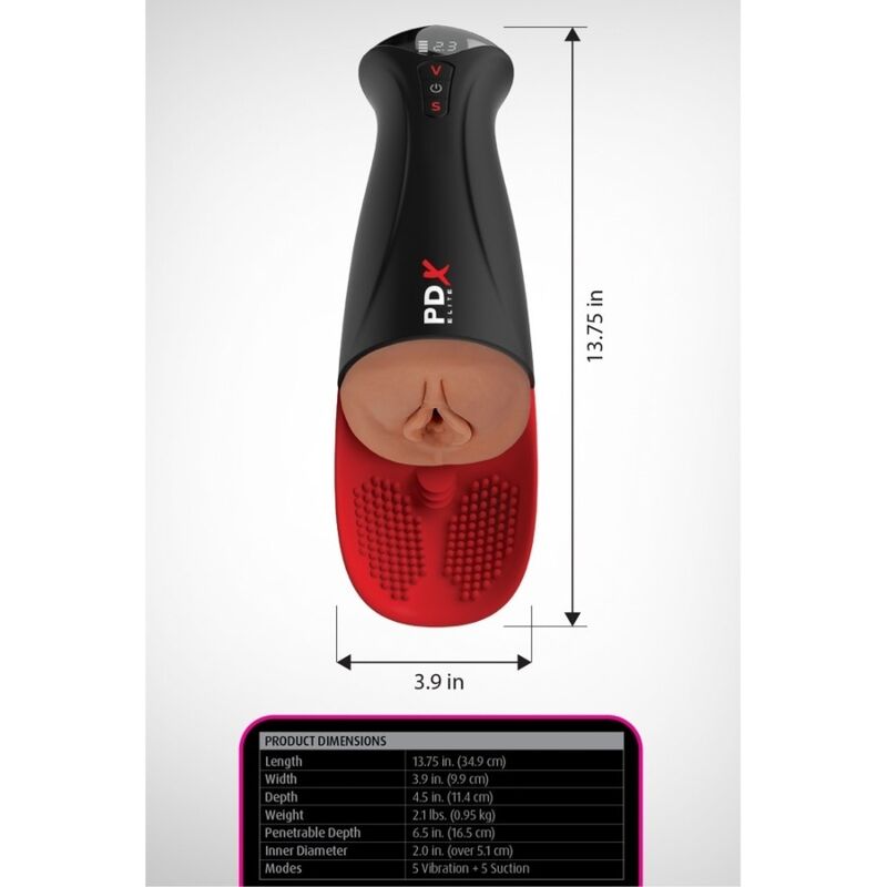 PDX ELITE - FAP-O-MATIC PRO XL AUTOMATISCHER VIBRATIONS-STROKER BRAUN 34,9 CM – Bild 6