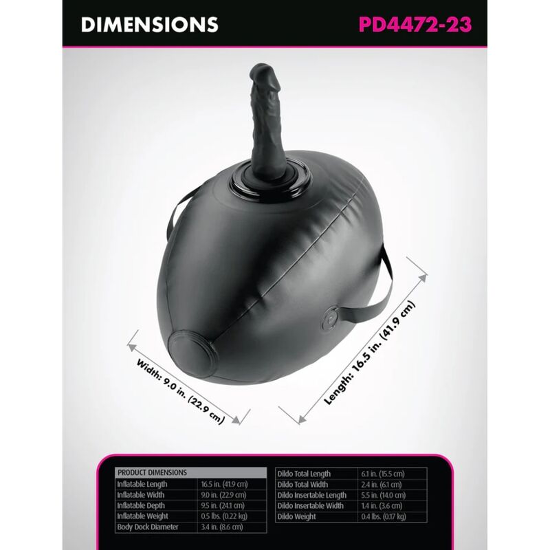 FETISH FANTASY SERIES - AUFBLASBARER LIEBESBALL MIT DILDO, SCHWARZ, 41,9 CM – Bild 4