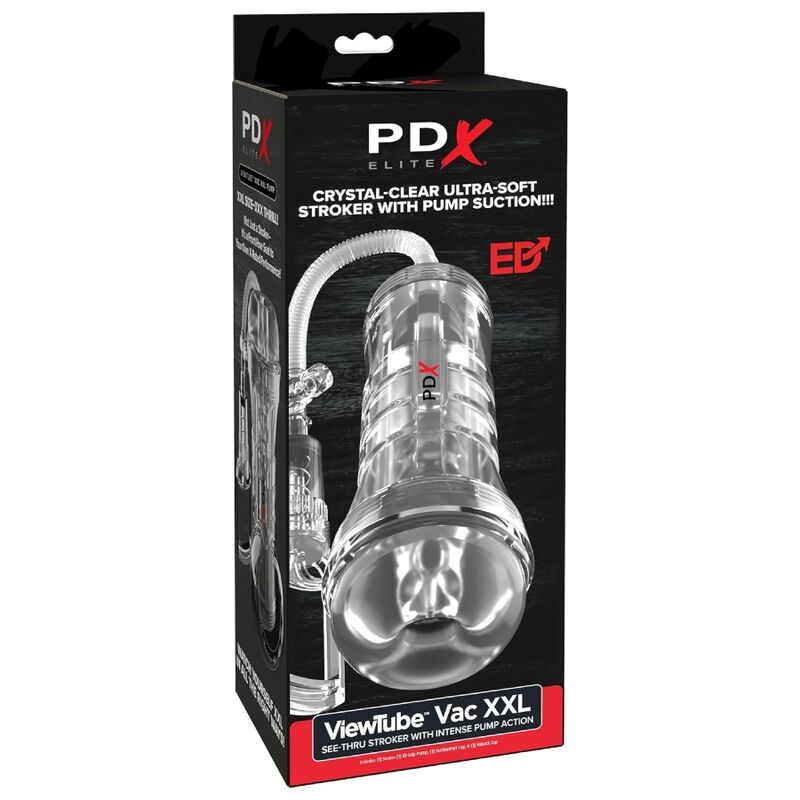 PDX ELITE - VIEWTUBE VAC XXL TRANSPARENTER STROKER MIT SAUGPUMPE 27,3 CM – Bild 5