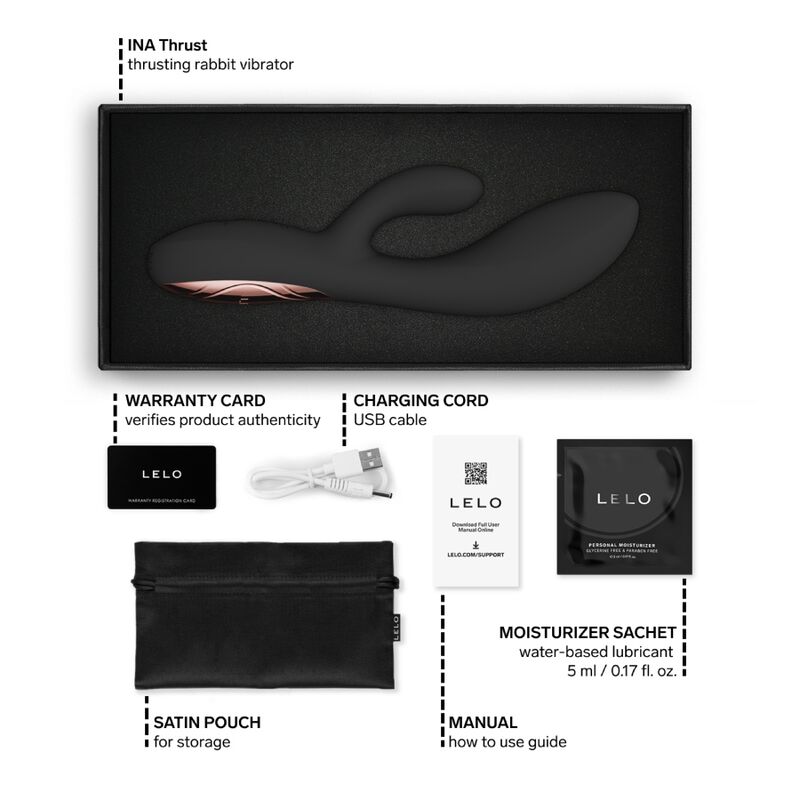 LELO - INA THRUST RABBIT STOSSVIBRATOR SCHWARZ – Bild 8