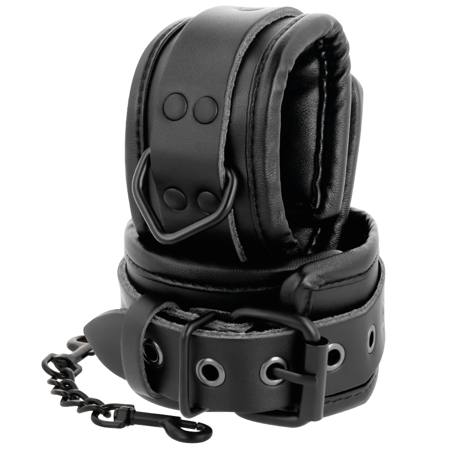 DARKNESS - VERSTELLBARE HANDSCHELLEN AUS SCHWARZEM LEDER - Image 7