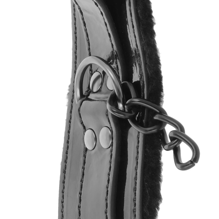 DARKNESS - VERSTELLBARE HANDSCHELLEN AUS SCHWARZEM LEDER MIT VORHNGESCHLOSS - Image 7