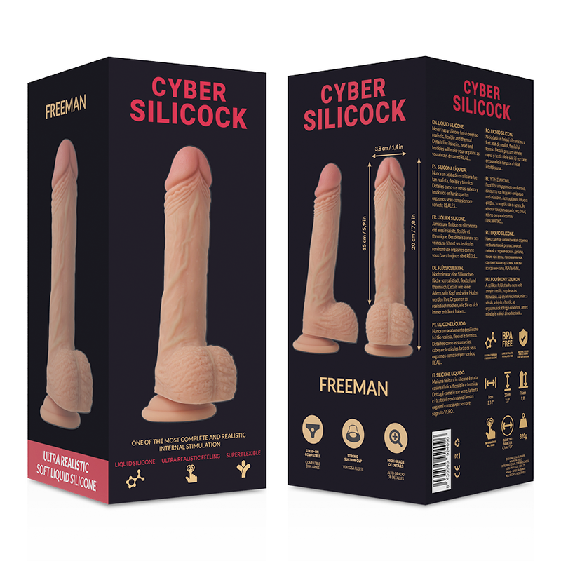 CYBER SILICOCK - STRAP-ON FREEMAN FLÜSSIGE SILIKON MIT 3 RINGEN GRATIS 20 CM -O- 3.8 CM – Bild 5