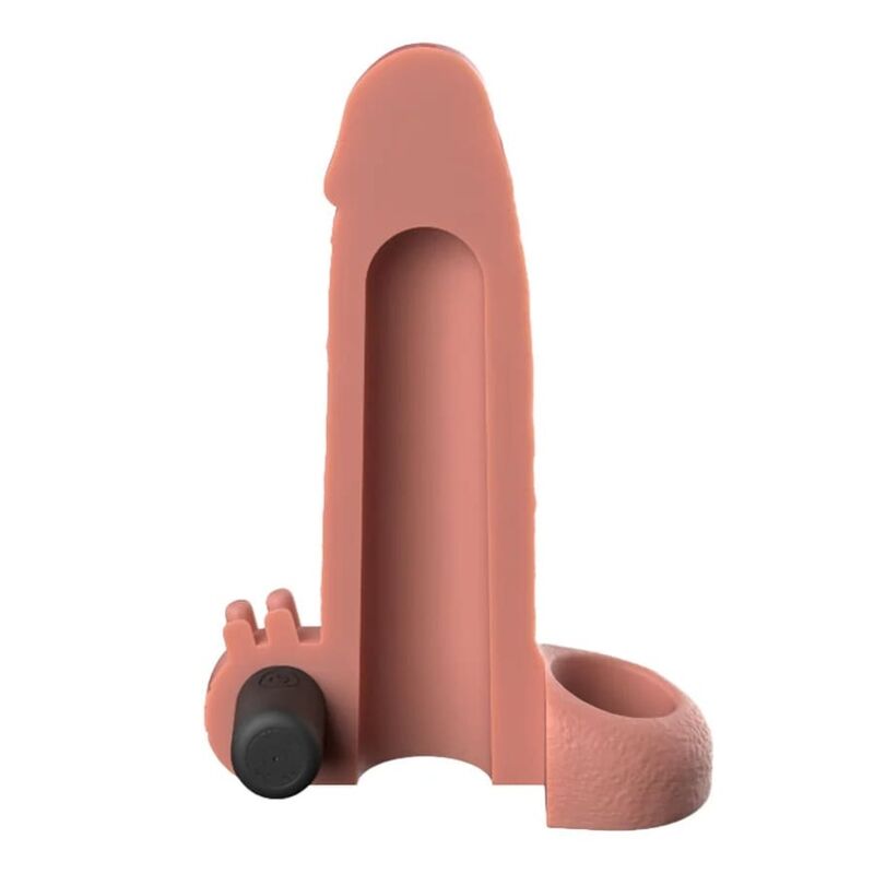 FANTASY X-TENSIONS – VIBRIERENDE, REALISTISCHE 5 CM PENISVERLÄNGERUNGSHÜLLE, BEIGE – Bild 4