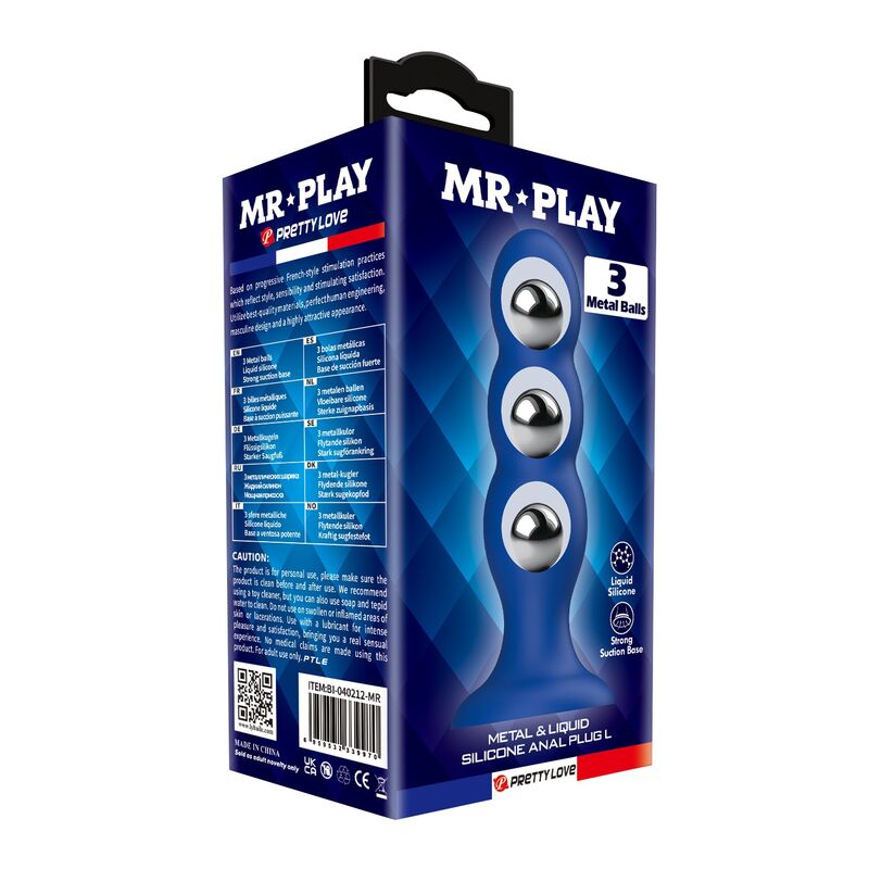 MR PLAY - ANALPLUG MIT METALLKUGELN UND SAUGNAPF, BLAU – Bild 5