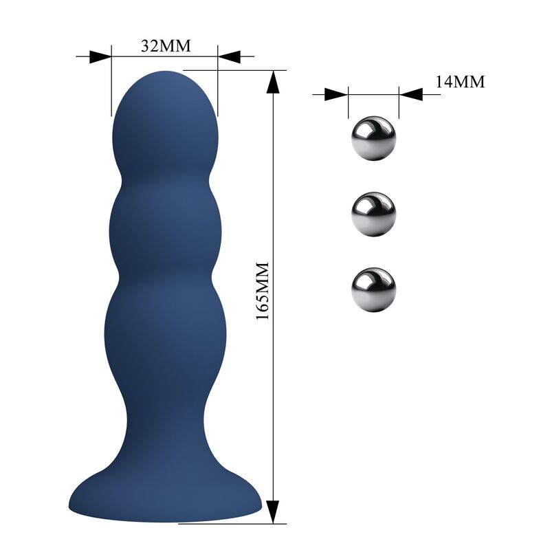 MR PLAY - ANALPLUG MIT METALLKUGELN UND SAUGNAPF, BLAU – Bild 6