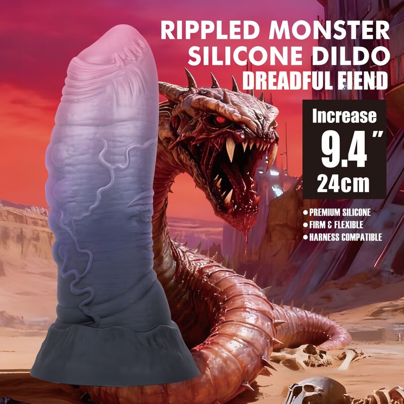 POWER MONSTERS – SCHRECKLICHER TEUFEL, ZWEIFARBIGER FANTASIE-SILIKONDILDO, 24 CM Ø 6 CM – Bild 7