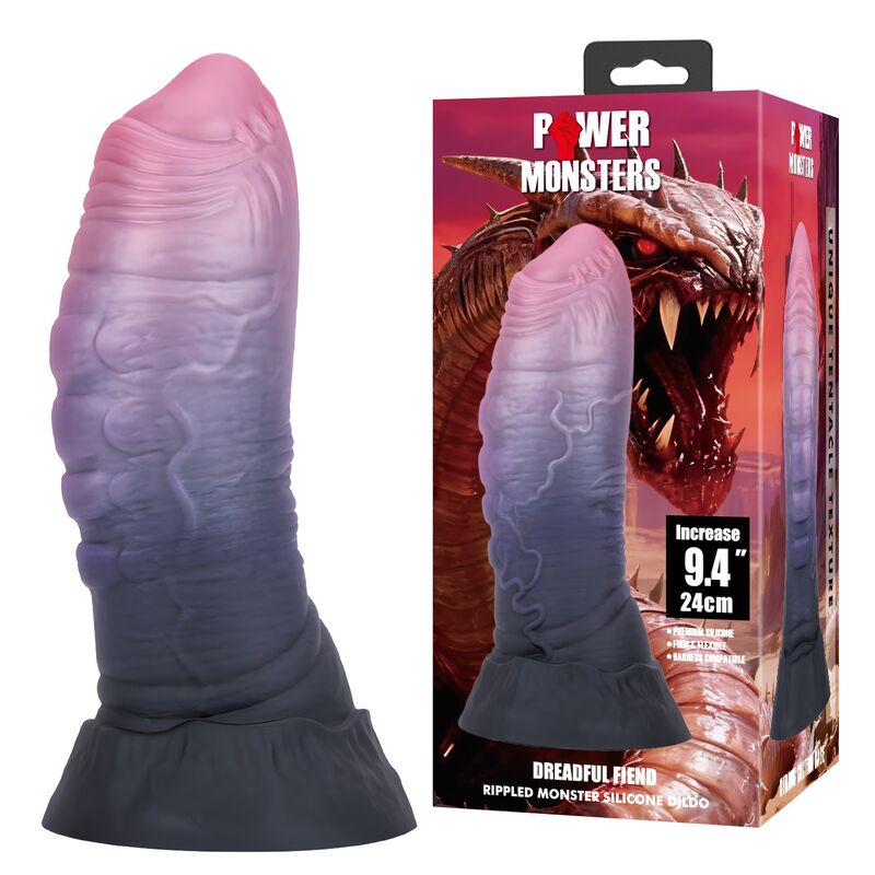 POWER MONSTERS – SCHRECKLICHER TEUFEL, ZWEIFARBIGER FANTASIE-SILIKONDILDO, 24 CM Ø 6 CM – Bild 6