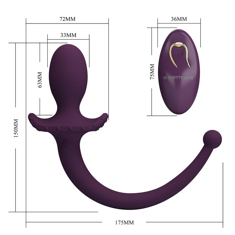 PRETTY LOVE - LIOEA VIBRIERENDER ANALPLUG MIT SCHWANZ, 12 FUNKTIONEN, LILA FERNBEDIENUNG – Bild 6