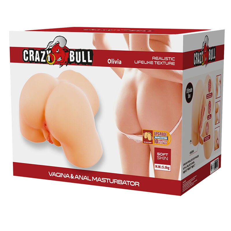 CRAZY BULL - OLIVIA DOPPELTER VAGINAL- UND ANALVIBRATIONSMASTURBATOR FLESH – Bild 3
