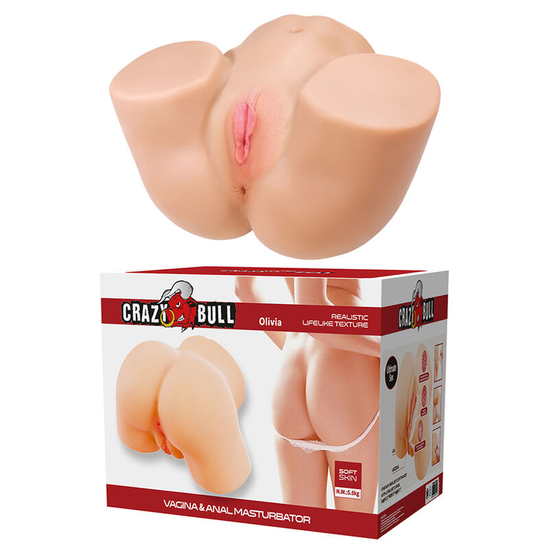 CRAZY BULL - OLIVIA DOPPELTER VAGINAL- UND ANALVIBRATIONSMASTURBATOR FLESH