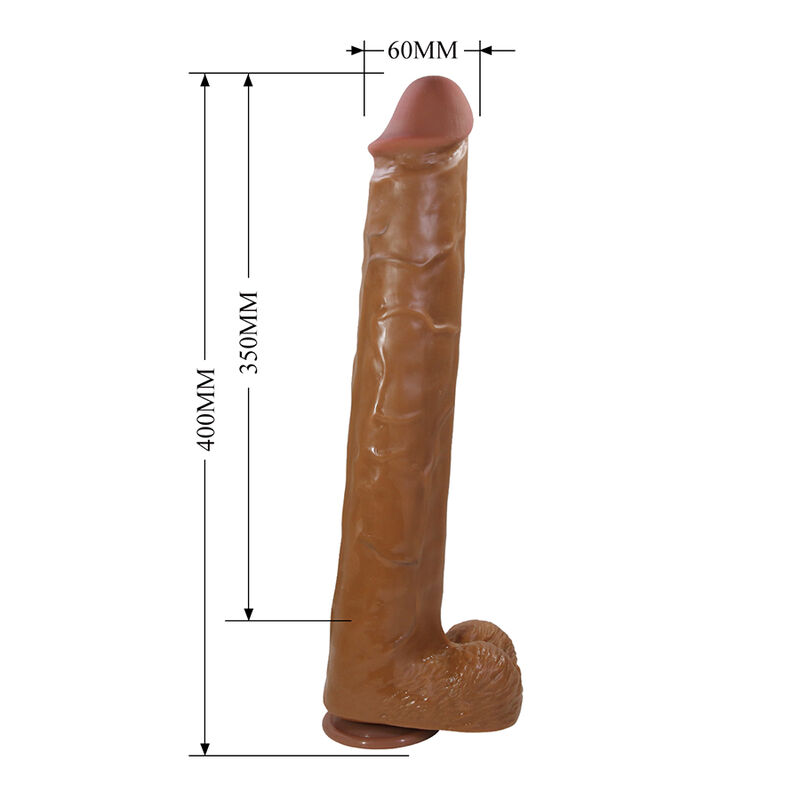 PRETTY LOVE - PAT REALISTISCHER FLEXIBLER DILDO MIT SAUGNAPF 40 CM -Ø- 6 CM BRAUN – Bild 6