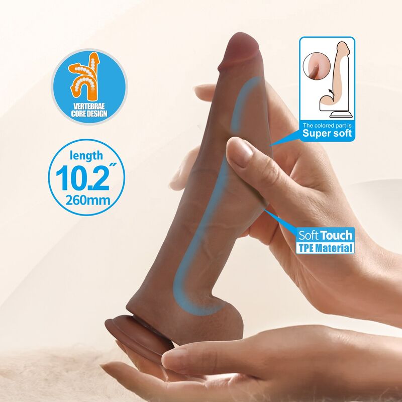 PRETTY LOVE - ULRIC REALISTISCHER FLEXIBLER DILDO 26 CM Ø 5,5 CM TPE BRAUN – Bild 7