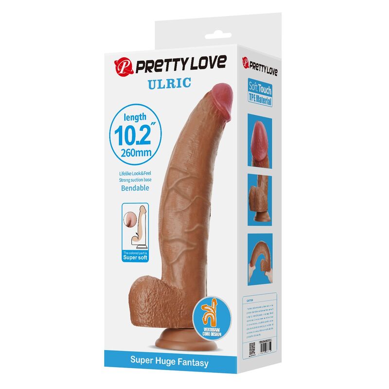 PRETTY LOVE - ULRIC REALISTISCHER FLEXIBLER DILDO 26 CM Ø 5,5 CM TPE BRAUN – Bild 3