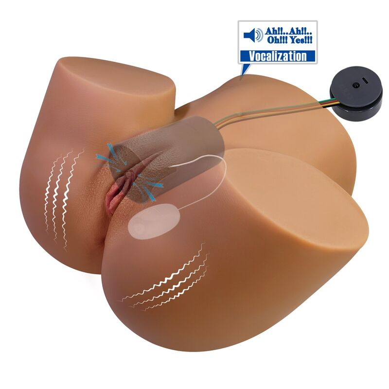 CRAZY BULL - REALISTISCHER WEIBLICHER TORSO-MASTURBATOR MIT DOPPELEINTRITT, VIBRATIONS- UND SAUGFUNKTION, NATURFARBE – Bild 3