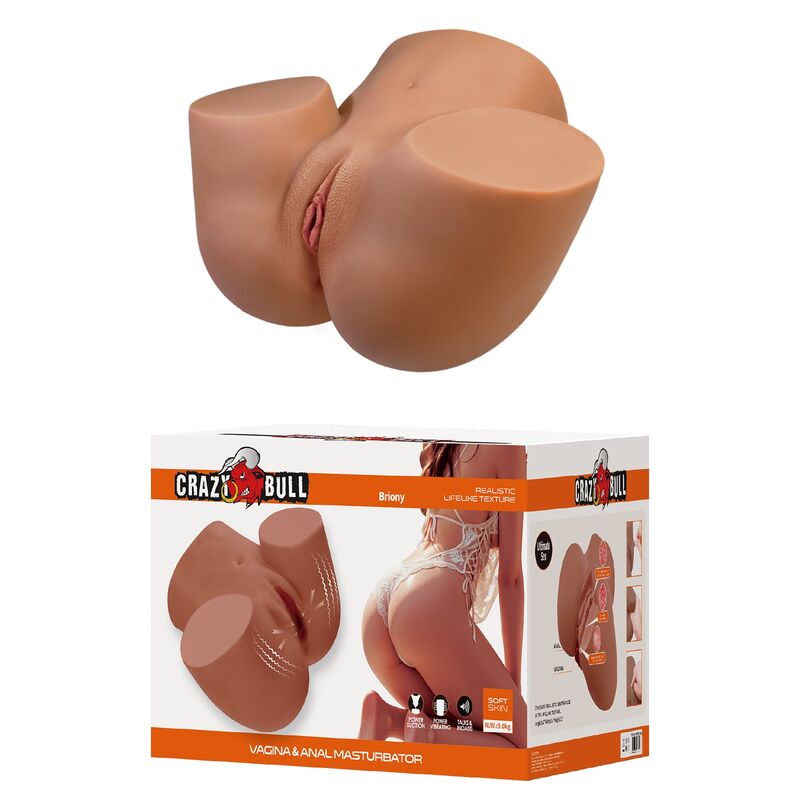 CRAZY BULL - REALISTISCHER WEIBLICHER TORSO-MASTURBATOR MIT DOPPELEINTRITT, VIBRATIONS- UND SAUGFUNKTION, NATURFARBE – Bild 6