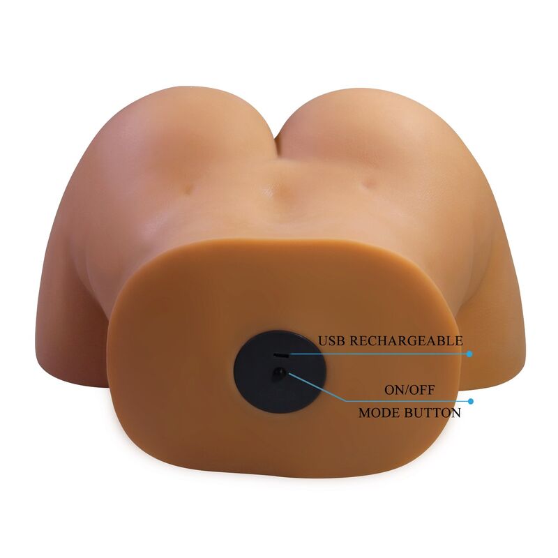 CRAZY BULL - REALISTISCHER WEIBLICHER TORSO-MASTURBATOR MIT DOPPELEINTRITT, VIBRATIONS- UND SAUGFUNKTION, NATURFARBE – Bild 4
