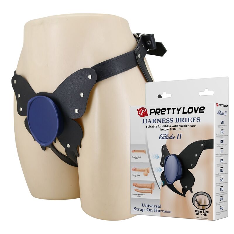 PRETTY LOVE - UNIVERSAL STRAP-ON HARNESS BRIEFS SCHWARZ UND BLAU – Bild 4