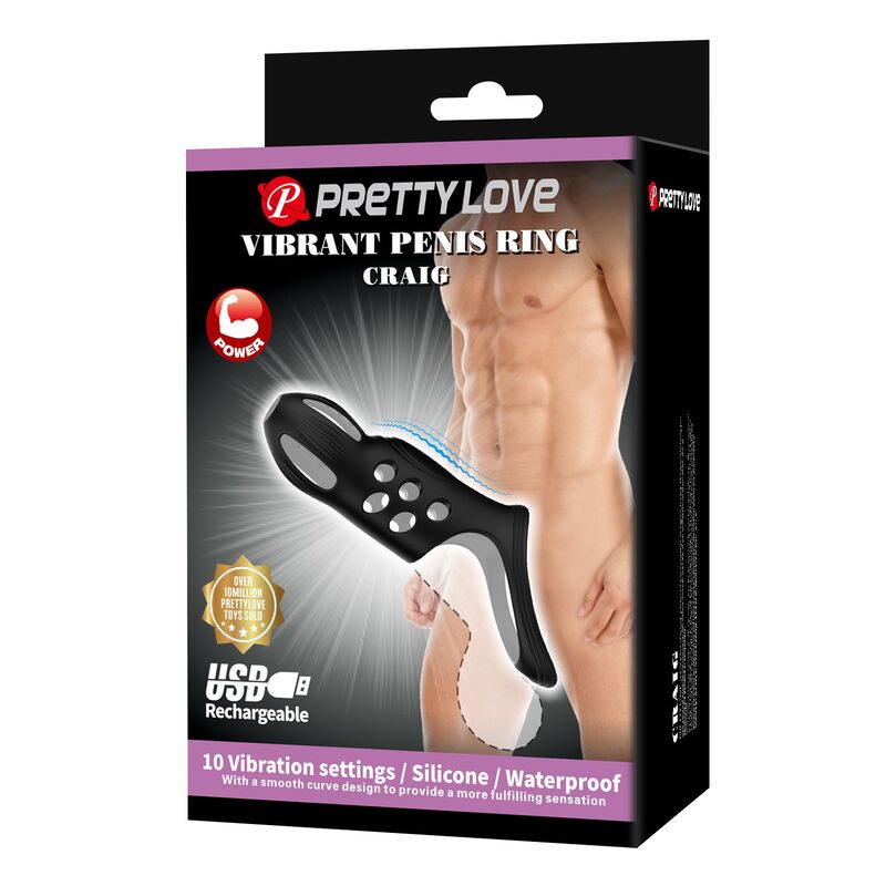 PRETTY LOVE - CRAIG WIEDERAUFLADBARER VIBRIERENDER PENISRING SCHWARZ – Bild 7