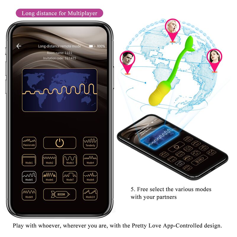 PRETTY LOVE – PULSIERENDES VIBRATIONS-EI MIT APP-STEUERUNG, 12 FUNKTIONEN, USB-AUFLADBAR, GRÜN-GELB – Bild 12