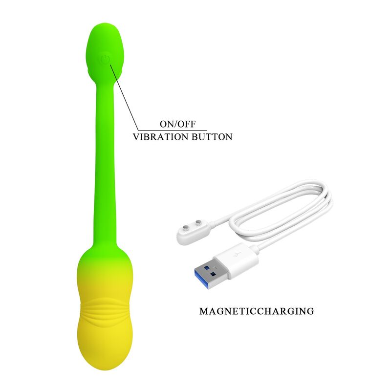 PRETTY LOVE – PULSIERENDES VIBRATIONS-EI MIT APP-STEUERUNG, 12 FUNKTIONEN, USB-AUFLADBAR, GRÜN-GELB – Bild 14