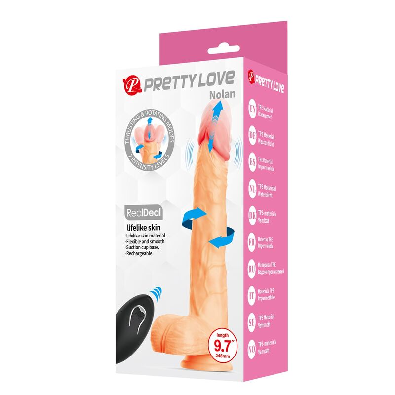 PRETTY LOVE - NOLAN STOSS- UND ROTATIONS-VIBRATIONSDILDO MIT FERNBEDIENUNG, 24,5 CM Ø 5 CM, NATUR – Bild 9