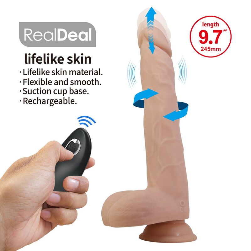 PRETTY LOVE - NOLAN STOSS- UND ROTATIONS-VIBRATIONSDILDO MIT FERNBEDIENUNG, 24,5 CM Ø 5 CM, NATUR – Bild 7