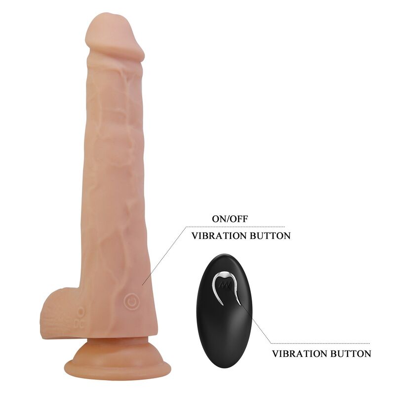 PRETTY LOVE - MILES STOSS- UND ROTATIONS-VIBRATIONSDILDO MIT FERNBEDIENUNG, 23,5 CM Ø 4,8 CM, NATUR