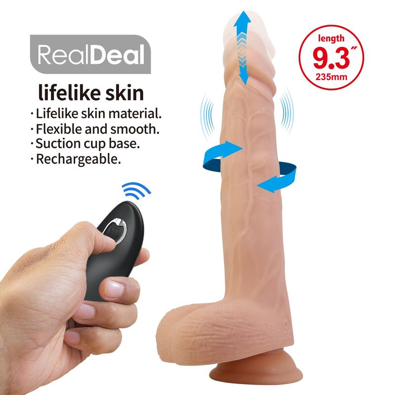 PRETTY LOVE - MILES STOSS- UND ROTATIONS-VIBRATIONSDILDO MIT FERNBEDIENUNG, 23,5 CM Ø 4,8 CM, NATUR – Bild 9