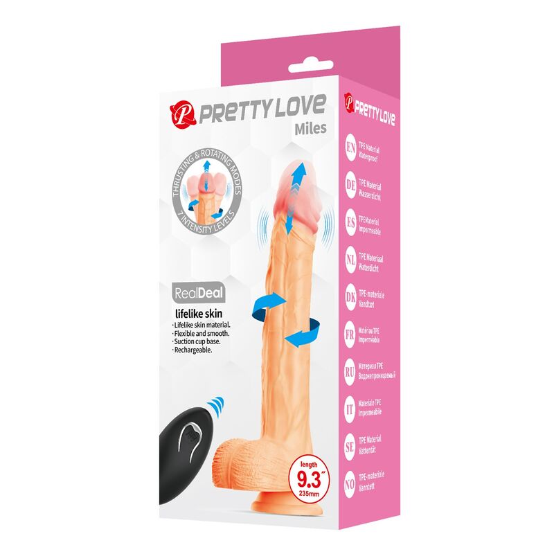PRETTY LOVE - MILES STOSS- UND ROTATIONS-VIBRATIONSDILDO MIT FERNBEDIENUNG, 23,5 CM Ø 4,8 CM, NATUR – Bild 8