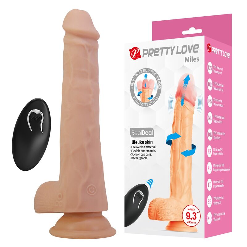 PRETTY LOVE - MILES STOSS- UND ROTATIONS-VIBRATIONSDILDO MIT FERNBEDIENUNG, 23,5 CM Ø 4,8 CM, NATUR – Bild 4