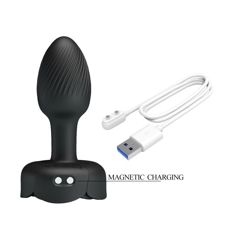 PRETTY LOVE – WIEDERAUFLADBARER VIBRATIONS-ANALPLUG MIT 10 MODI, SCHWARZ – Bild 7