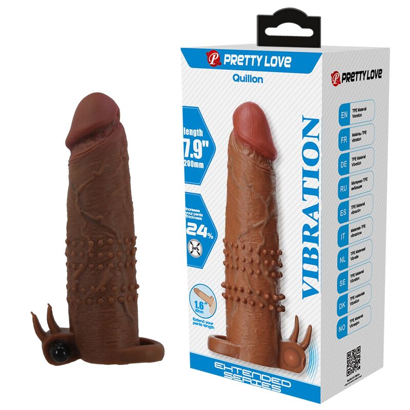 PRETTY LOVE - QUILLON VIBRIERENDER PENISSLEEVE 20 CM Ø 4 CM BRAUN