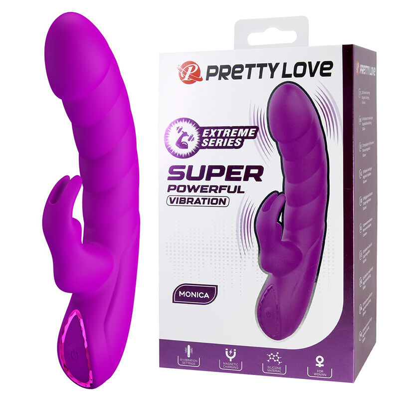 PRETTY LOVE - MONICA WIEDERAUFLADBARER DOPPEL-STIMULATIONSVIBRATOR FÜR G-PUNKT UND KLITORIS, LILA – Bild 9