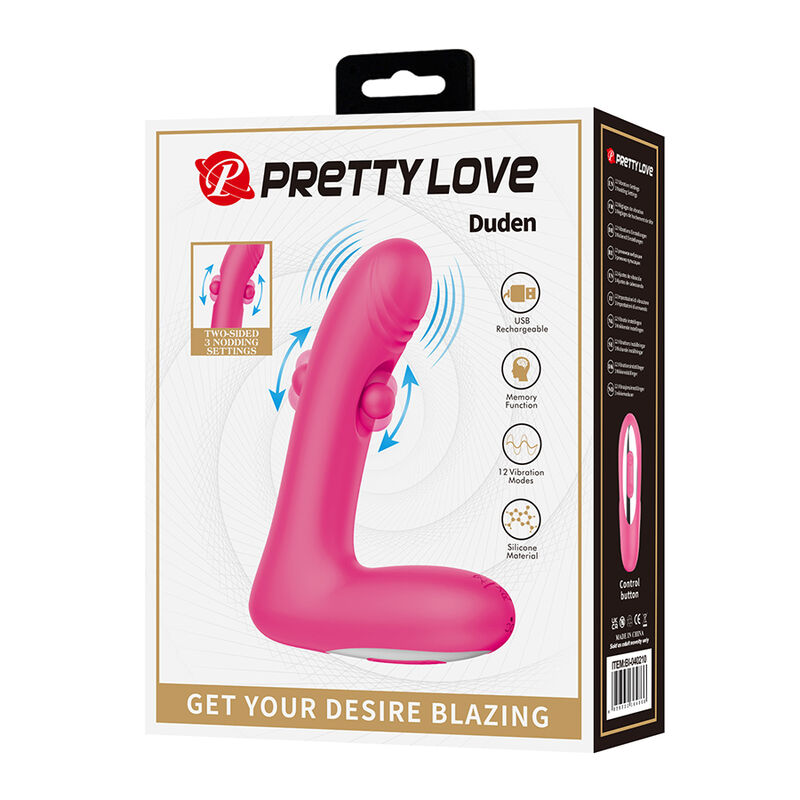 PRETTY LOVE – DUDEN WIEDERAUFLADBARER SILIKON-VIBRATOR MIT 12 VIBRATIONSMODI UND 3 SCHAUKELMODI, PINK – Bild 9