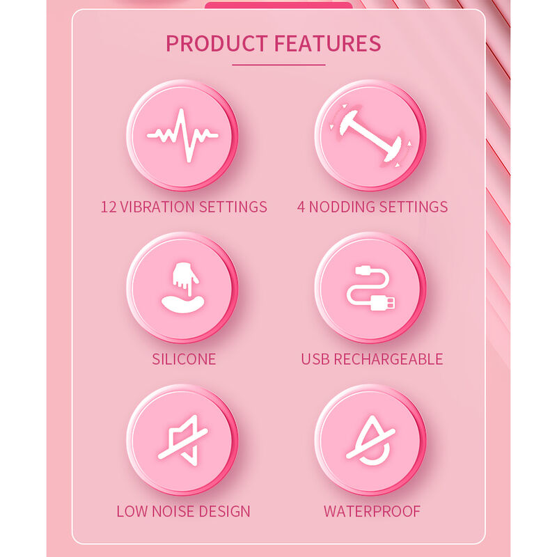 PRETTY LOVE – DUDEN WIEDERAUFLADBARER SILIKON-VIBRATOR MIT 12 VIBRATIONSMODI UND 3 SCHAUKELMODI, PINK – Bild 3