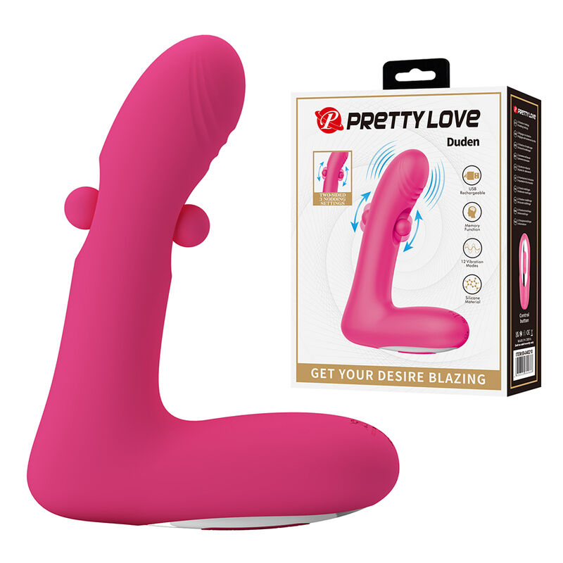 PRETTY LOVE – DUDEN WIEDERAUFLADBARER SILIKON-VIBRATOR MIT 12 VIBRATIONSMODI UND 3 SCHAUKELMODI, PINK – Bild 4