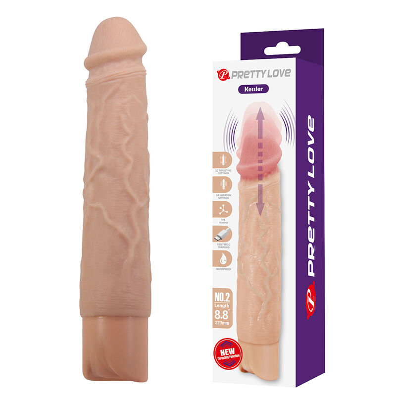 PRETTY LOVE - KESSLER REALISTISCHER VIBRATIONSDILDO MIT 10 VIBRATIONSMODI UND 10 STÖSSEN, 22 CM NATÜRLICH – Bild 13